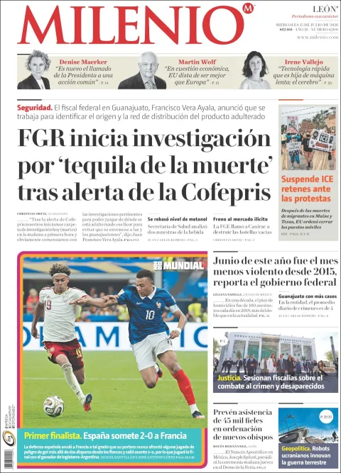Portada de Milenio Leon del miércoles, 15 de julio de 2026