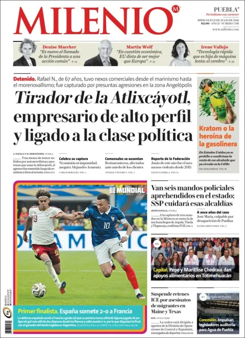Portada de Milenio Puebla del miércoles, 15 de julio de 2026