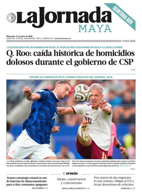 Portada de La Jornada Maya Quintana Roo del 2026-07-15