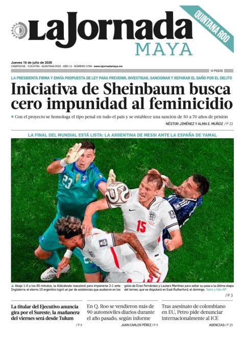 Portada de La Jornada Maya Quintana Roo del 2026-07-16