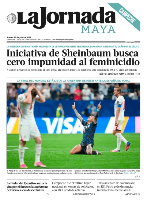 Portada de La Jornada Maya Campeche del 2026-07-16