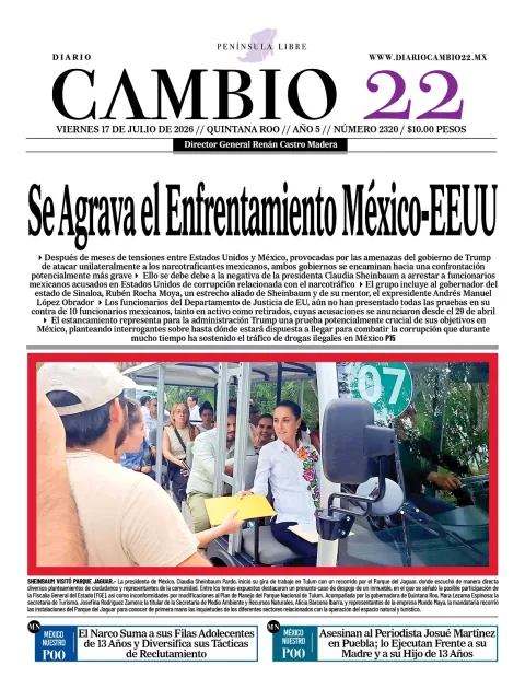 Portada de Diario Cambio 22 (contraportada) del 2026-07-17
