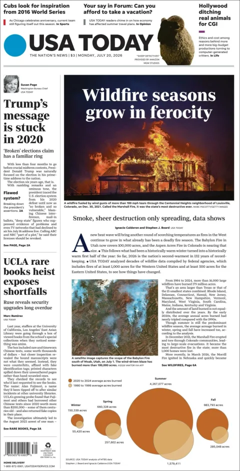 Portada de Usa Today del 2026-07-20