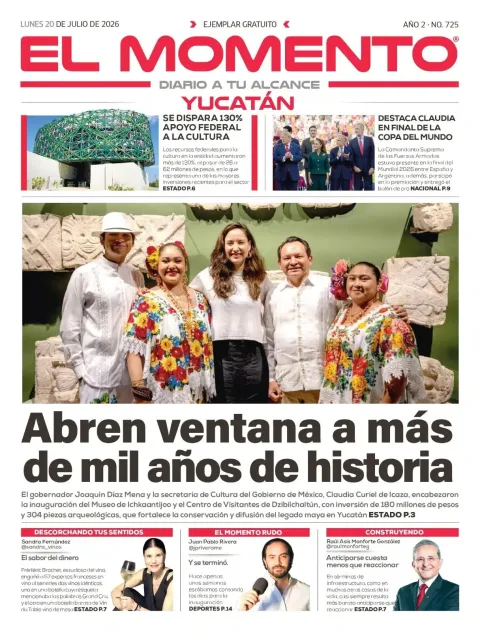 Portada de El Momento Yucatan del 2026-07-20