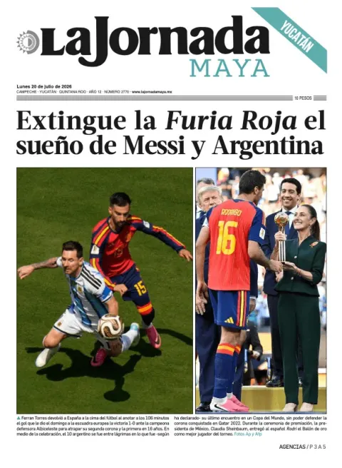 Portada de La Jornada Maya Yucatán del 2026-07-20