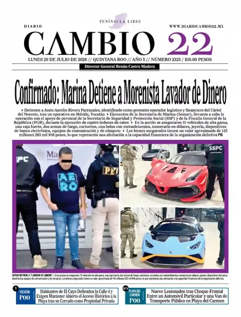 Portada de Diario Cambio 22 (contraportada) del 2026-07-20
