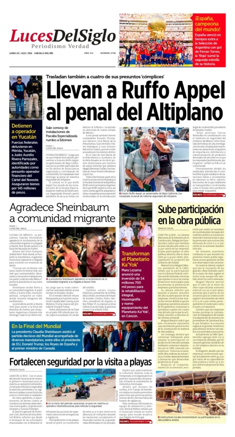 Portada de Luces del Siglo del 2026-07-20