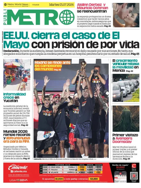 Portada de Publimetro Merida del 2026-07-21