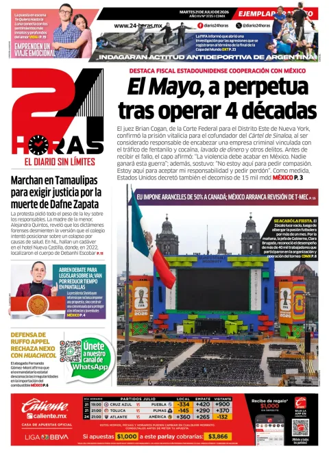 Portada de 24 Horas del 2026-07-21