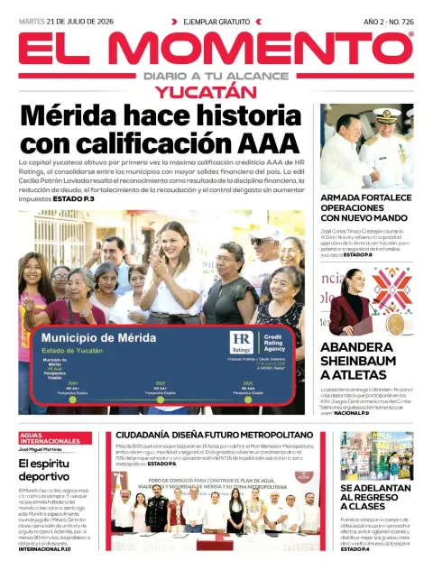 Portada de El Momento Yucatan del 2026-07-21