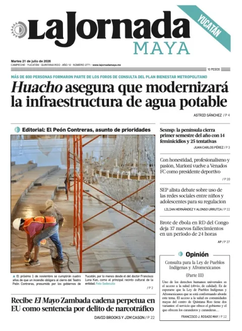 Portada de La Jornada Maya Yucatán del 2026-07-21