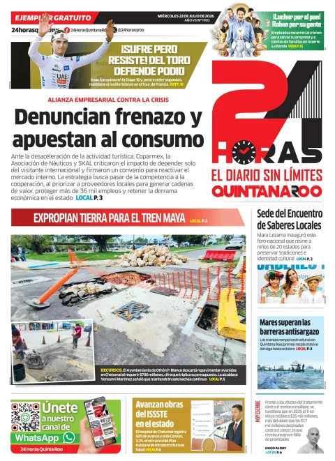 Portada de 24 Horas Quintana Roo del 2026-07-22