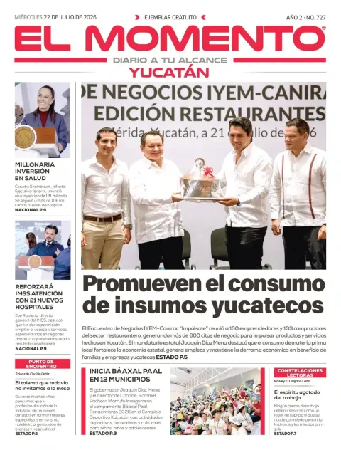 Portada de El Momento Yucatan del 2026-07-22