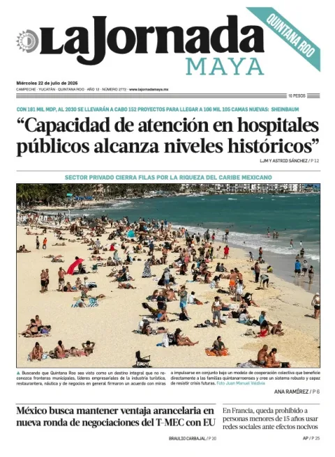 Portada de La Jornada Maya Quintana Roo del 2026-07-22