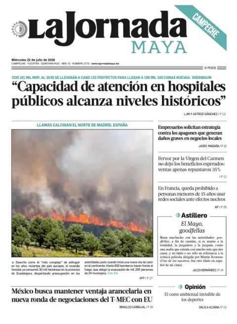 Portada de La Jornada Maya Campeche del 2026-07-22