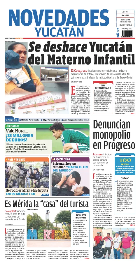 Portada de Novedades Yucatan del 2026-07-23