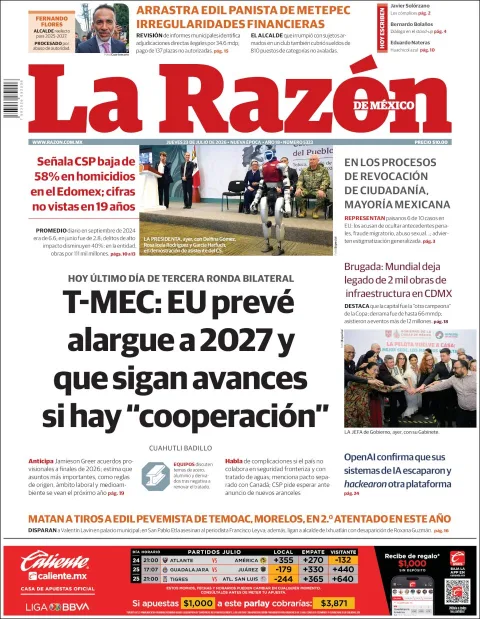 Portada de La Razon del 2026-07-23