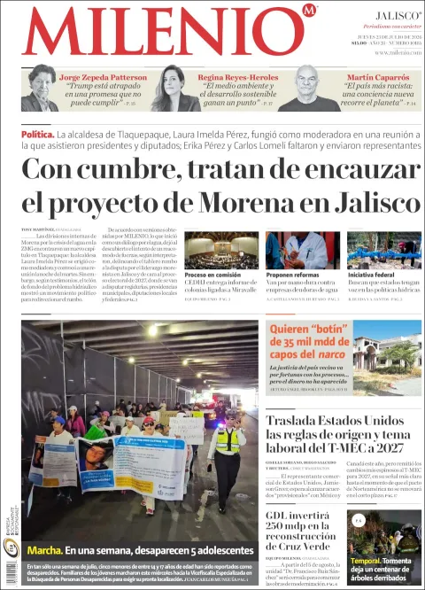 Portada de Milenio Jalisco del 2026-07-23