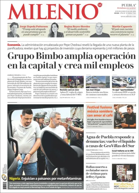 Portada de Milenio Puebla del 2026-07-23