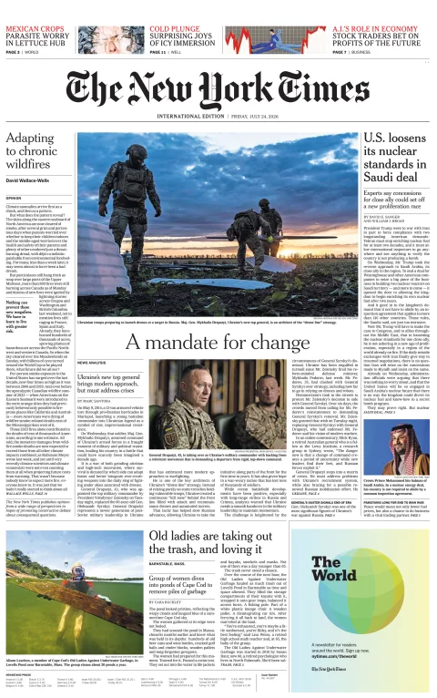 Portada de The New York Times (international) del 2026-07-24