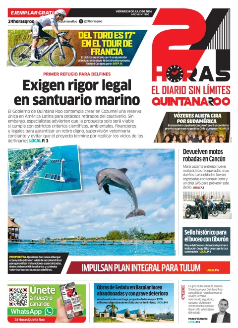 Portada de 24 Horas Quintana Roo del 2026-07-24