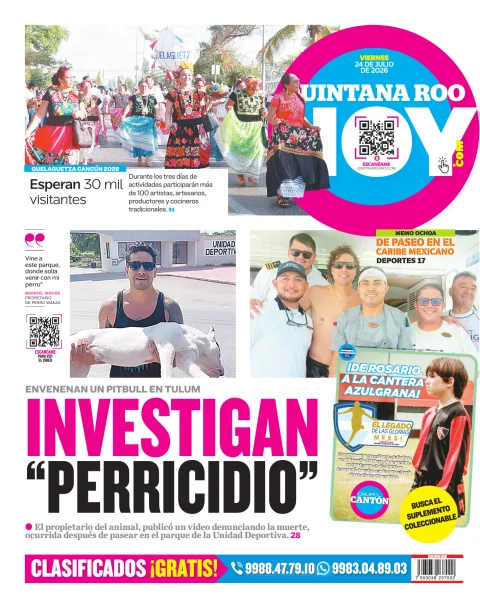 Portada de Quintana Roo Hoy (contraportada) del 2026-07-24