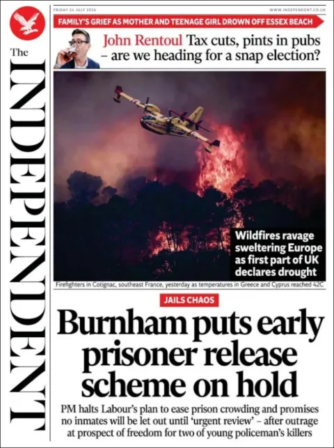 Portada de The Independent del 2026-07-24