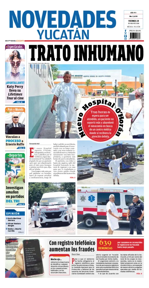 Portada de Novedades Yucatan del 2026-07-24