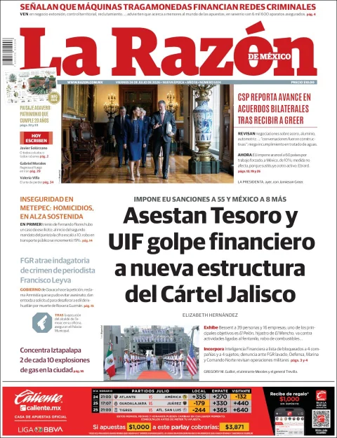 Portada de La Razon del 2026-07-24