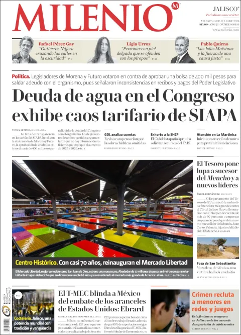 Portada de Milenio Jalisco del 2026-07-24