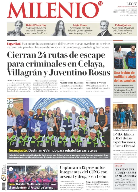 Portada de Milenio Leon del 2026-07-24