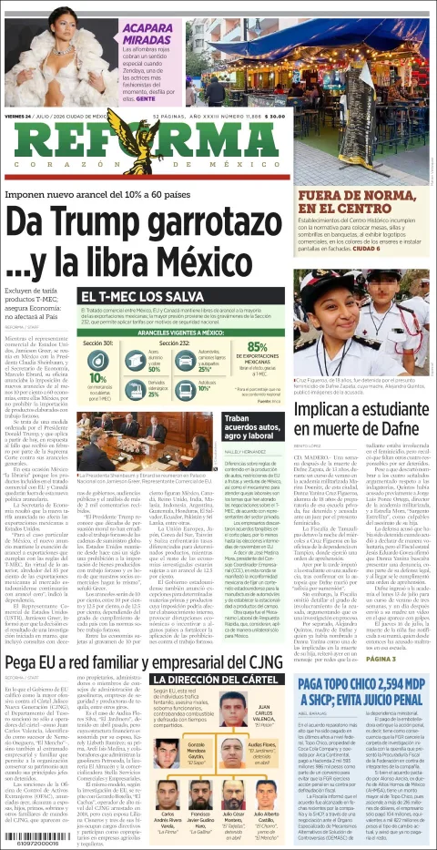 Portada de Reforma del 2026-07-24