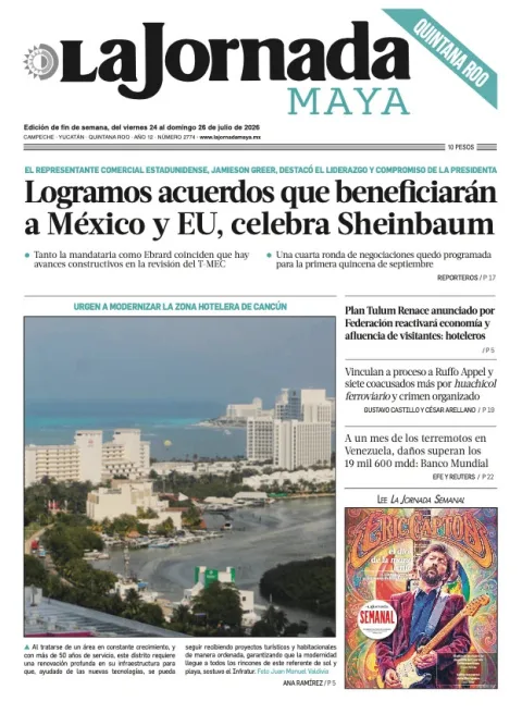 Portada de La Jornada Maya Quintana Roo del 2026-07-24
