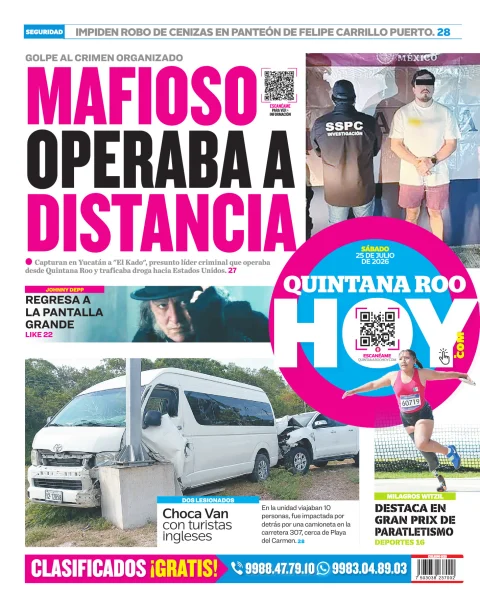 Portada de Quintana Roo Hoy (contraportada) del 2026-07-25
