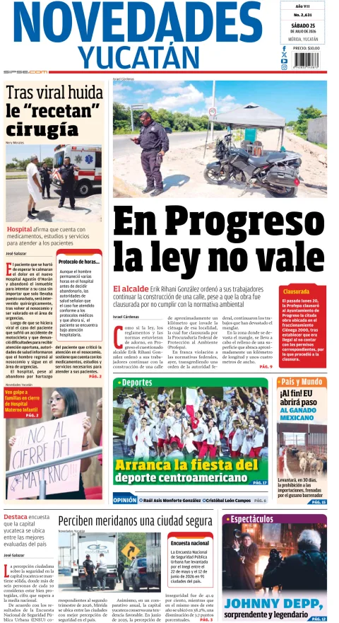 Portada de Novedades Yucatan del 2026-07-25