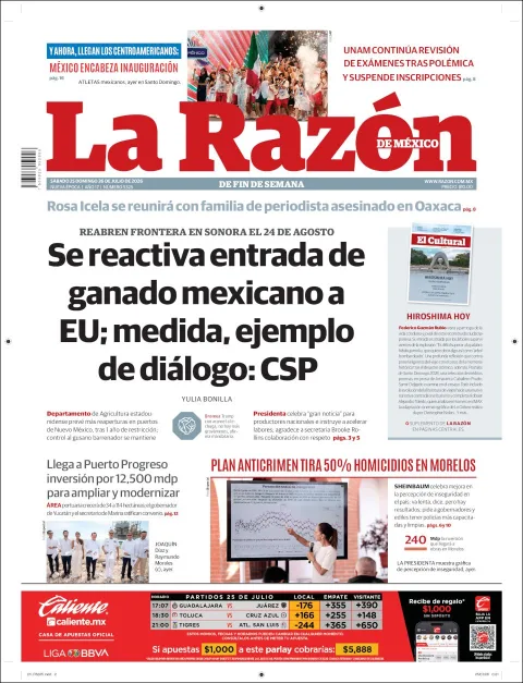 Portada de La Razon del 2026-07-25