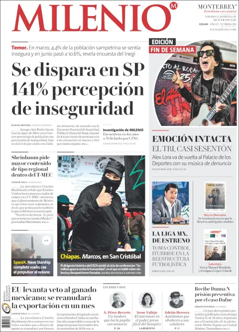 Portada de Milenio del 2026-07-25