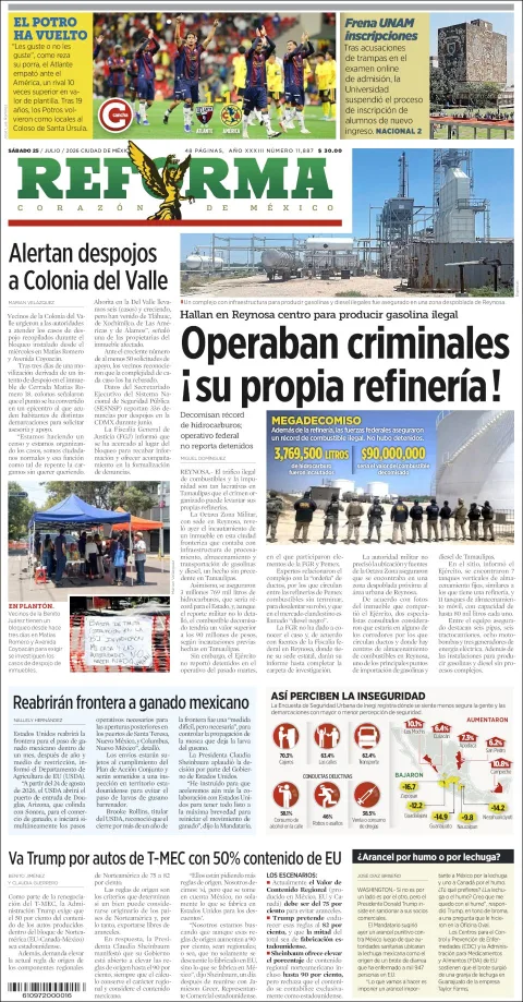 Portada de Reforma del 2026-07-25