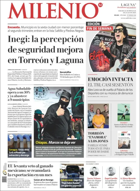 Portada de Milenio Laguna del 2026-07-25