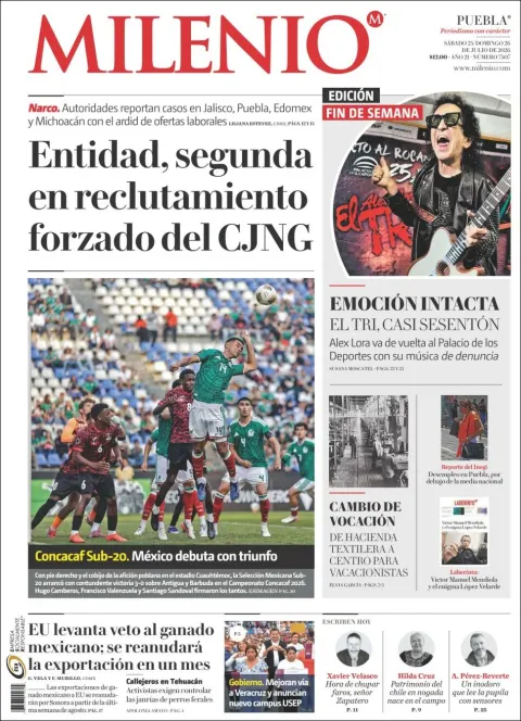 Portada de Milenio Puebla del 2026-07-25