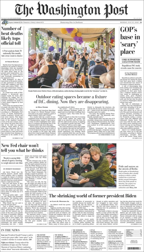Portada de The Washington Post del 2026-07-27