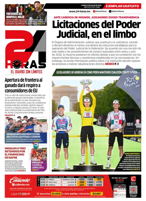 Portada de 24 Horas del 2026-07-27