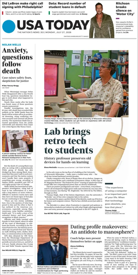 Portada de Usa Today del 2026-07-27
