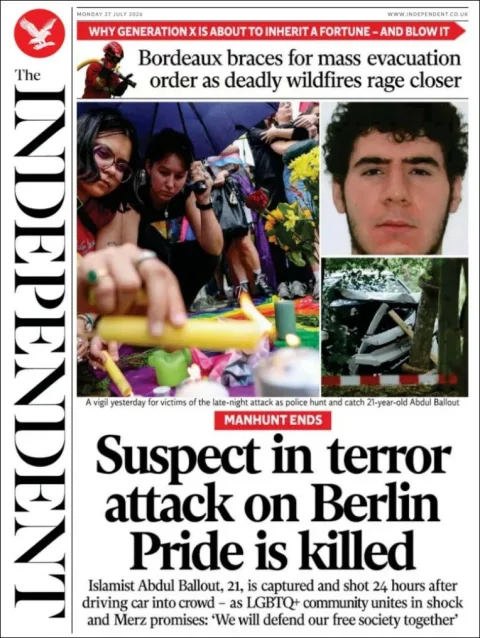 Portada de The Independent del 2026-07-27