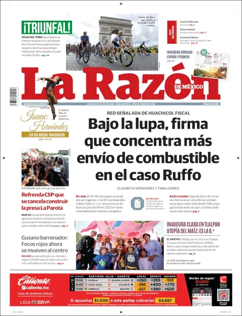 Portada de La Razon del 2026-07-27