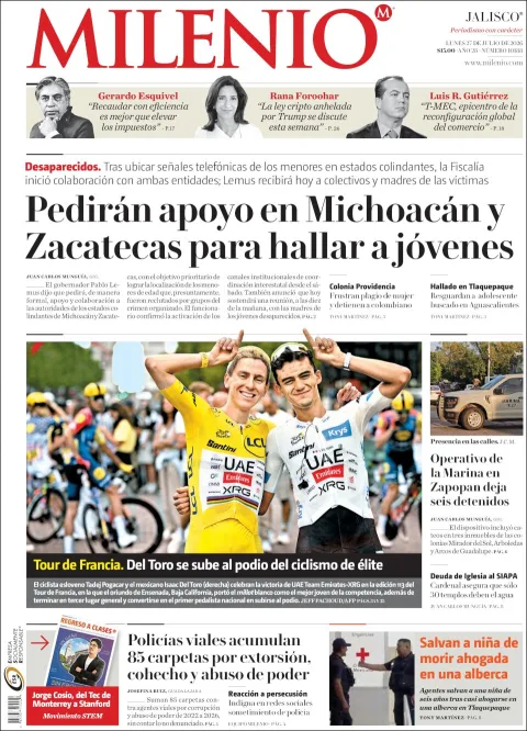 Portada de Milenio del 2026-07-27