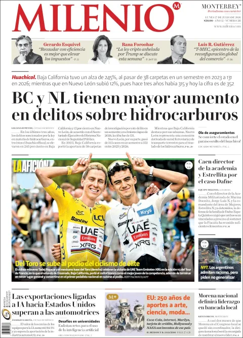 Portada de Milenio Edo de Mexico del 2026-07-27