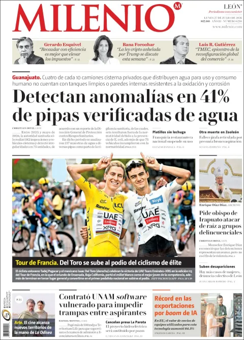 Portada de Milenio Leon del 2026-07-27