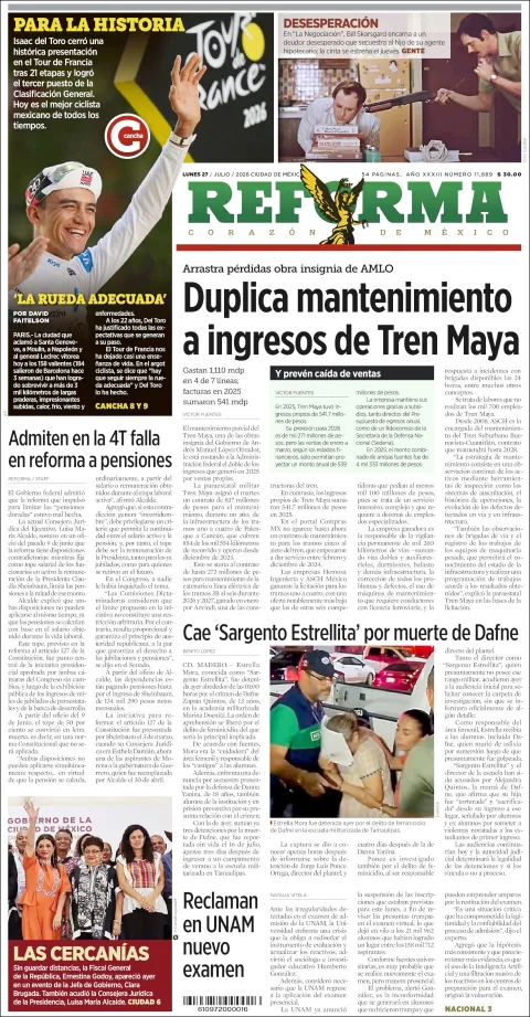 Portada de Reforma del 2026-07-27