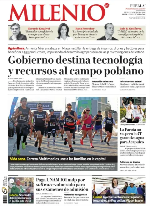 Portada de Milenio Puebla del 2026-07-27